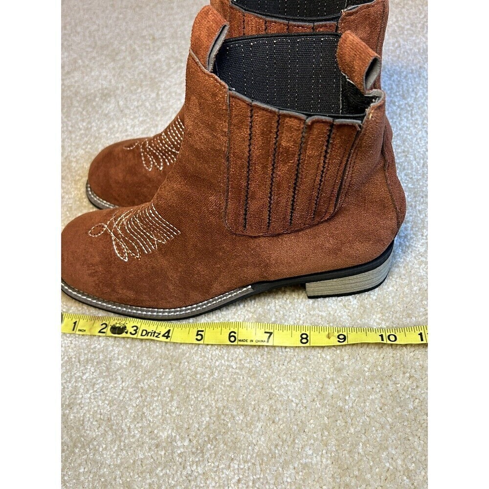 Brown Suede Cowboy Ankle Boots Size 39 Women’s - Picture 6 of 8